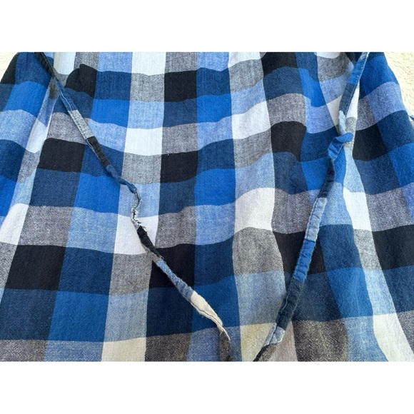 TBF Blue Plaid Button Down Quarter Length Sleeve Flannel Dress - Picture 14 of 17